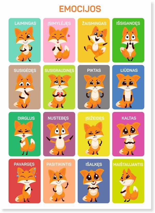 Emocijų plakatas spalvotas 2