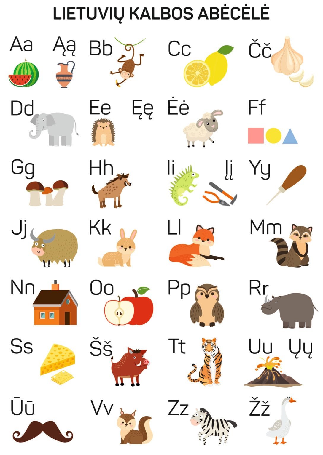 Skaidrus lipdukas „Lietuvių kalbos abėcėlė”